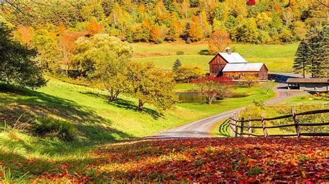 Autumn in New England, Vermont, house, fall, peaceful, beautiful, mountain, New England, autumn ...