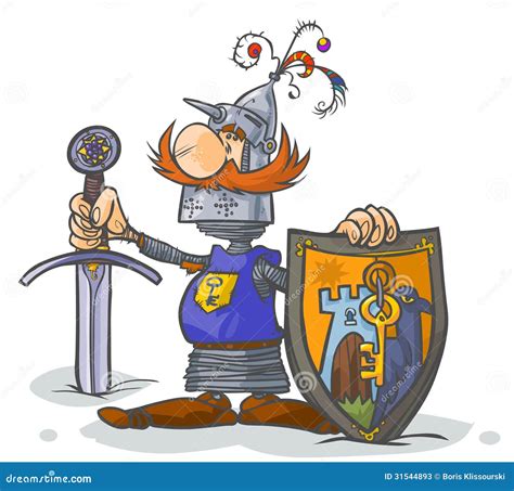 Cartoon Knight with Coat of Arms Stock Illustration - Illustration of ...