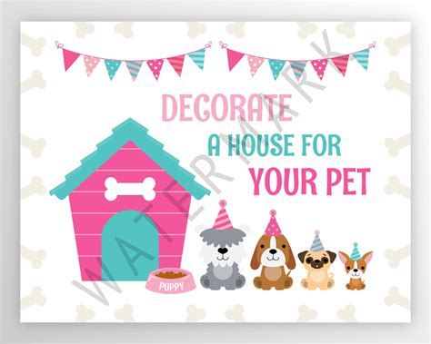 Adopt a Pet Party Games, Decorate a House Sign, Digital Files, Instant ...