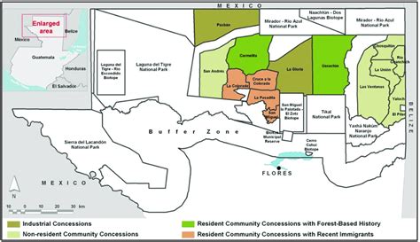 The Maya Biosphere Reserve in Petén, Guatemala, demarcating forest use... | Download Scientific ...