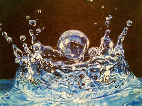 Water droplet painting, acrylic on card, 15cm x 10cm. Done when I was ...