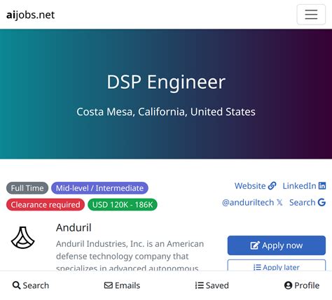 DSP Engineer at Anduril - Costa Mesa, California, United States ...