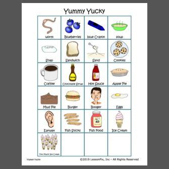 Yummy Yucky | Picture cards, Preschool at home, English activities