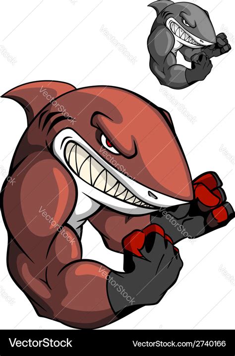 Angry cartoon boxing shark Royalty Free Vector Image