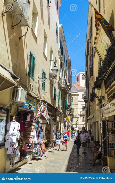 Street of the Old Town of Alghero, Sardinia, Italy Editorial ...