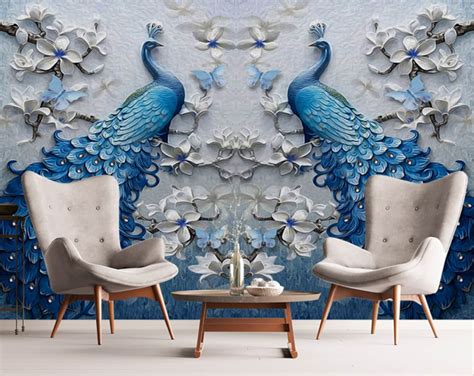 Beautiful Peacock Mural Art Mural Wallpaper Non Woven - Etsy UK