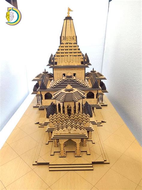 Laser Cut Shri Ram Temple Ayodhya 12x24inch Uttar Pradesh 3D Wooden Replica CDR, DXF File ...