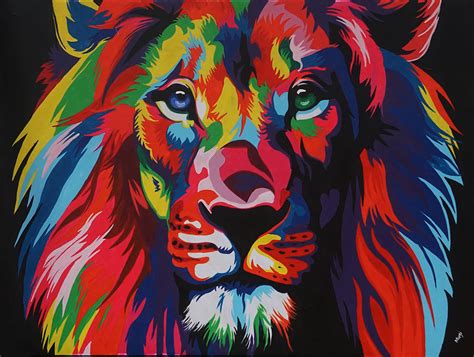 Rainbow Lion Painting by Mugi | Pixels