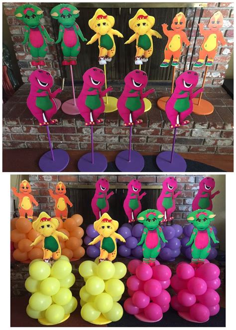 Barney & Friends balloon stands, Barney Centerpieces, Barney party ...