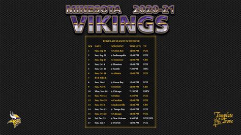 2020-2021 Minnesota Vikings Wallpaper Schedule