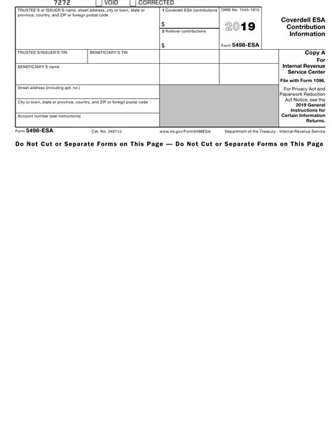 IRS Form 5498-ESA - 2019 - Fill Out, Sign Online and Download Fillable PDF | Templateroller