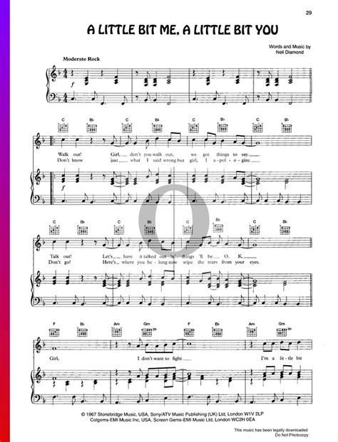 A Little Bit Me, A Little Bit You (The Monkees) Piano Sheet Music - OKTAV