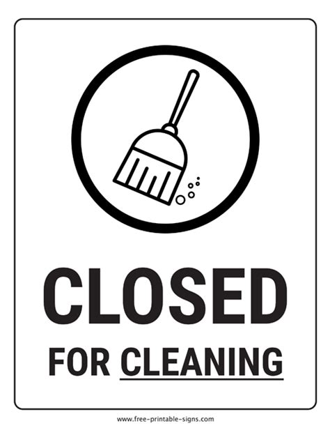 Printable Closed For Cleaning Sign – Free Printable Signs