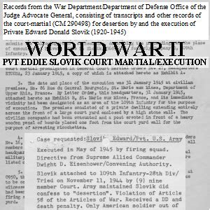 World War II: Eddie Slovik Court Martial and Execution Documents