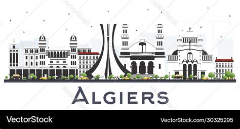 Algiers algeria city skyline with gray buildings Vector Image