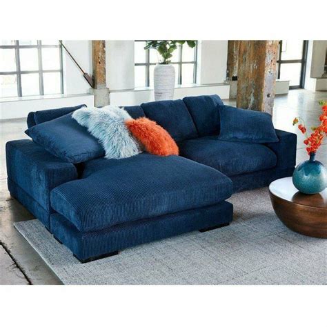 2 PC Blue Corduroy Couch Large Reversible Modular Sectional Sofa | Sectional sofa, Modular ...