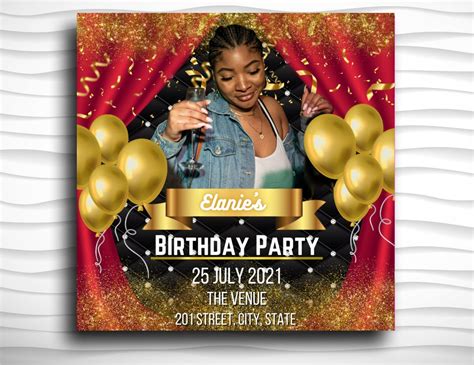 Editable Canva Birthday Party Flyer Birthday Bash B'day - Etsy