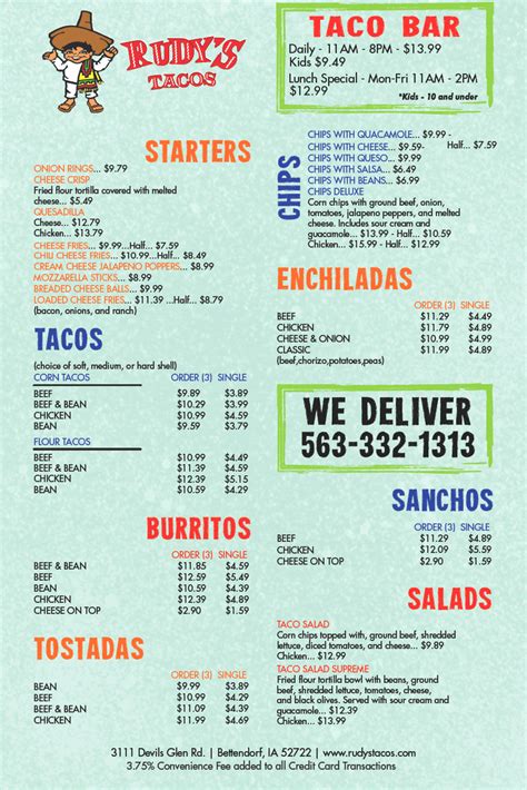 Bettendorf Rudy's Menu