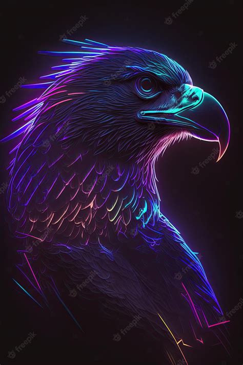 Premium Photo | Abstract neon light Eagle artwork design digital art ...