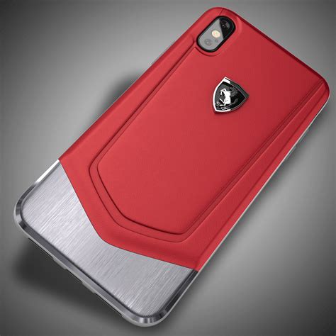 Ferrari ® Apple iPhone X Moranello Series Luxurious Leather + Metal Case Limited Edition Back ...