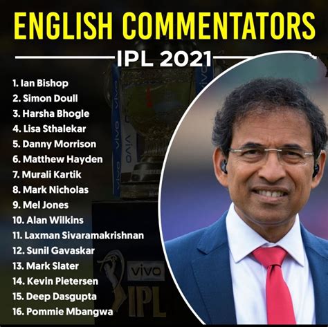 English Commentators List For IPL 2021. : r/Cricket