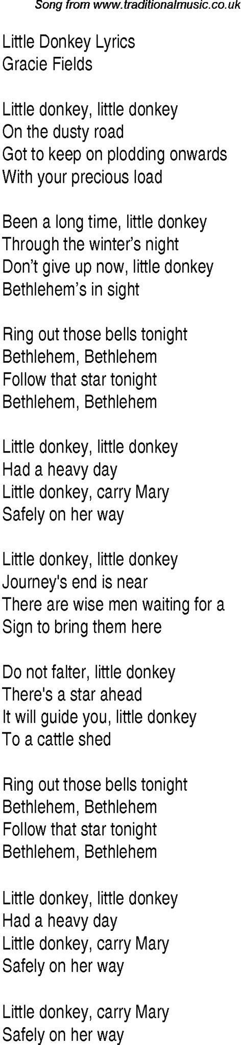 1940s Top Songs: lyrics for Little Donkey(Gracie Fields)