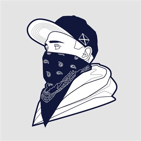 Man in Cap and Bandana Vector Art 2003970 Vector Art at Vecteezy