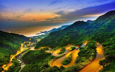 Scarica taiwan, strada di montagna, serpentine, tramonto, montagne, natura taiwanese, asia ...