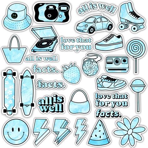 Blue Aesthetic Sticker 30 Pack. Great To Decorate Water Bottles ...