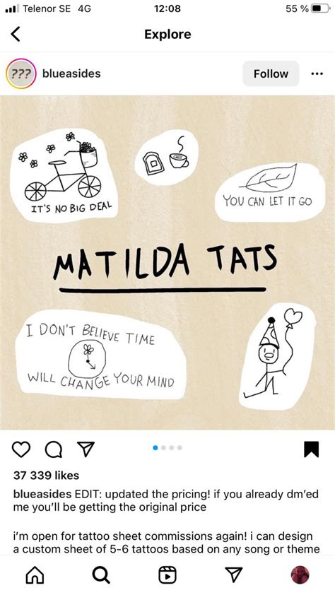 an instagram page with the words matilda tats on it