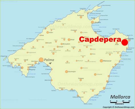 Capdepera en el mapa de Mallorca