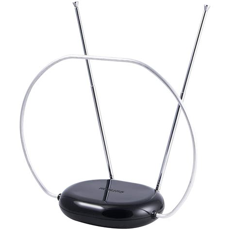 Philips Rabbit Ears Black Indoor TV Antenna, Dipoles and Circular Loop, Tabletop Antenna ...