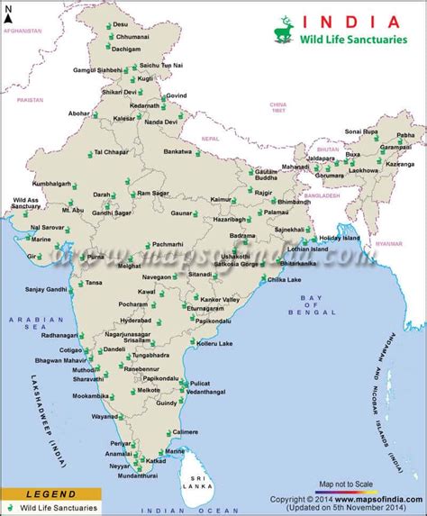 Wildlife Sanctuaries In India Political Map 52A