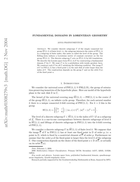 (PDF) Fundamental Domains in Lorentzian Geometry