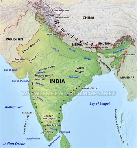 Mountain ranges of India map - Mountain ranges map of India (Southern ...