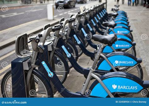 Cycle Hire Docking Station With Santander Cycles Aka Boris Bikes In Canary Wharf. Editorial ...