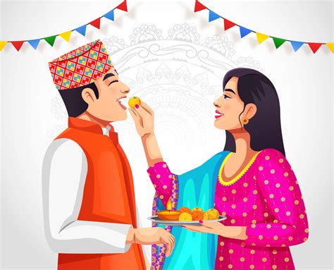 Vector banner for Bhai Tika or Bhai Tihar a festival in Nepal celebration. Nepali people ...