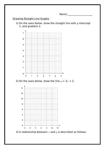 DRAWING STRAIGHT LINE GRAPHS WORKSHEET | Teaching Resources