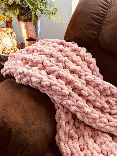 Chunky Chenille Hand Knitted Throw Blanket | Etsy