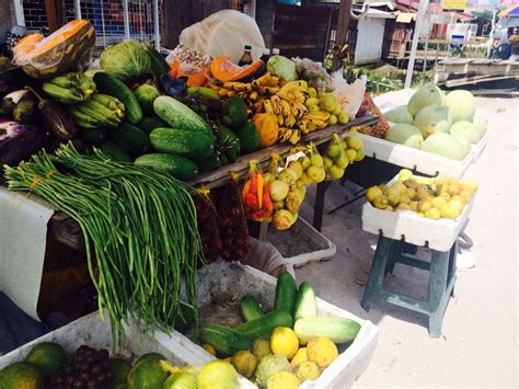 Delicious array of vegetables at a local market in Guyana