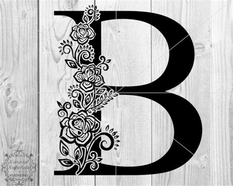 Flower Alphabet Svg Floral Letter B Svg Monogram Svg Single - Etsy