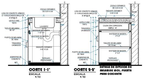 Sink section plan detail dwg file - Cadbull