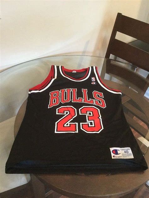 Chicago Bulls Michael Jordan Black Champion Jersey 40 Excellent ...