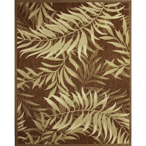 Palm Leaf Havanah Rectangular Indoor/Outdoor Machine-Made Nature Area Rug (Common: 8 x 10 ...