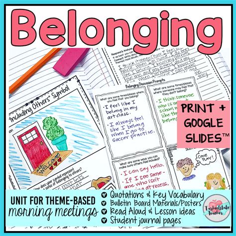 Belonging Morning Meeting Activities Printable + Google Slides