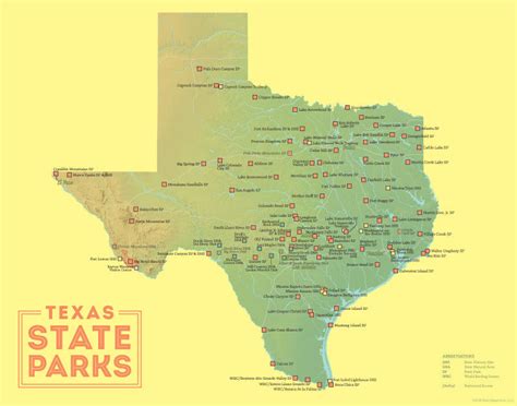 Texas State Parks Map 11x14 Print - Best Maps Ever