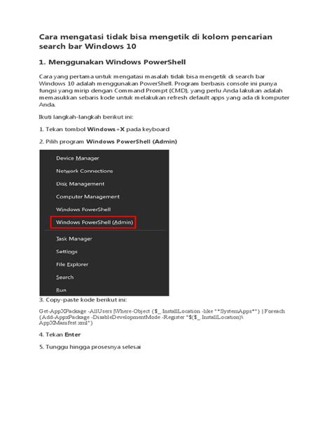 Cara mengatasi tidak bisa mengetik di kolom pencarian search bar Windows 10 | PDF