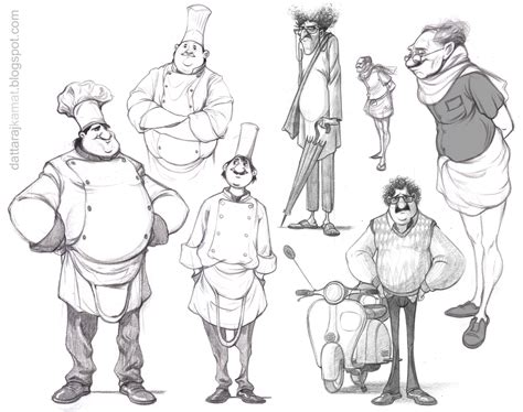 DATTARAJ KAMAT Animation art: ...some character sketches.