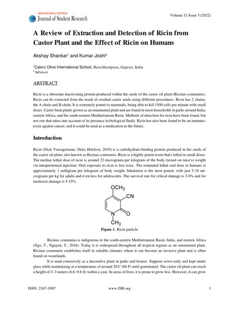 (PDF) A Review of Extraction and Detection of Ricin from Castor Plant and the Effect of Ricin on ...