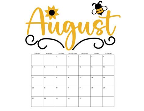 Cute clipart title with a calendar - August 2023 - Personalized Templates